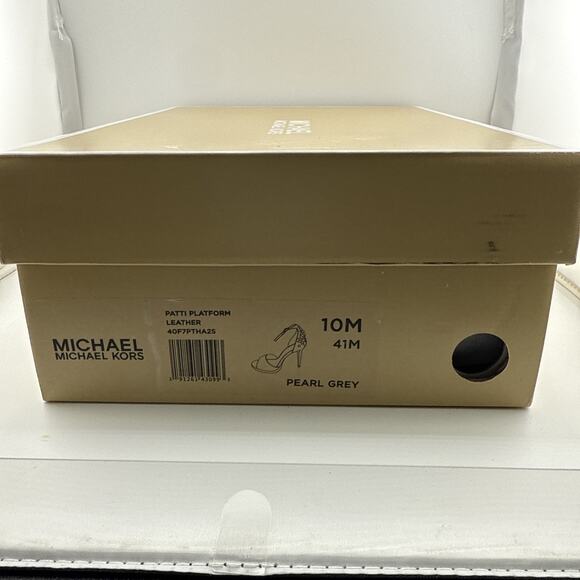 Michael Kors Patti Platform Soft Suede Leather Jewel Women's 10M Pearl Grey Heel - Picture 9 of 9
